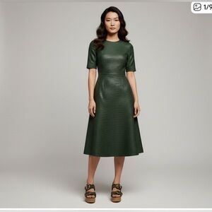 Veronica Beard Olive Green Platform Shoes with Gold Buckles